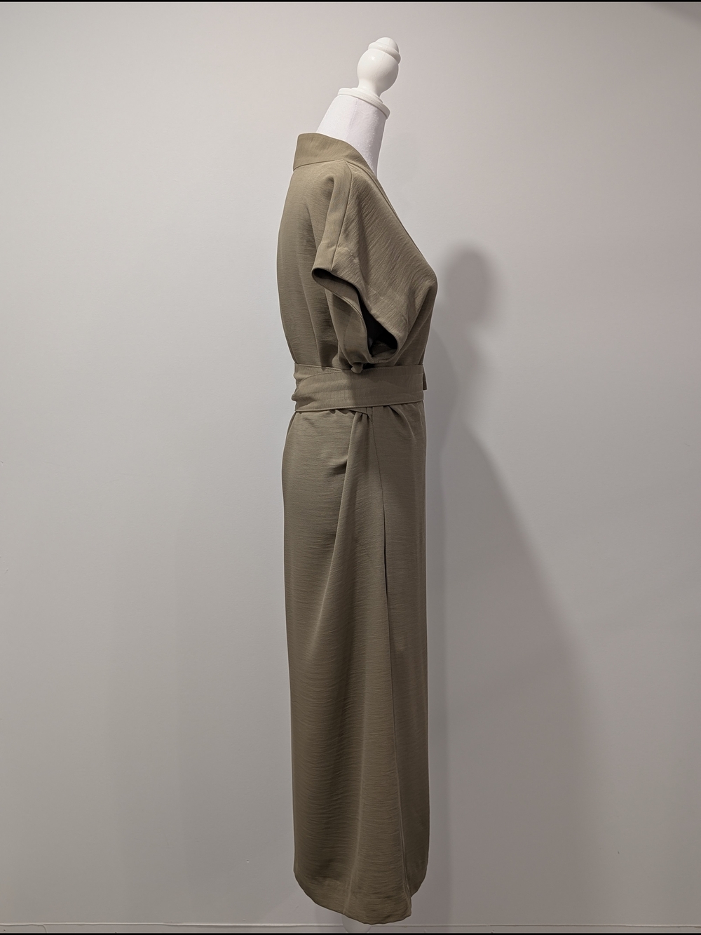 Simons Icône Olive Green Wrap Midi Dress with Sash - Picture 4 of 13
